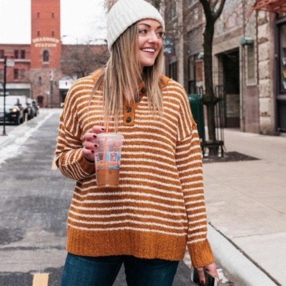 Striped Henley Sweater 